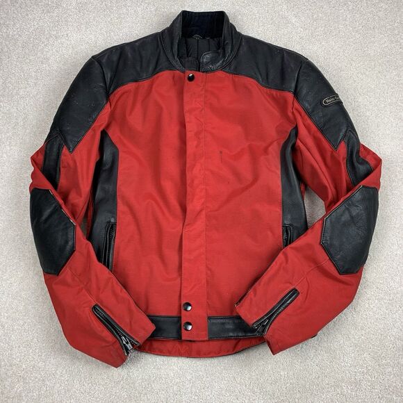Vintage Hein Gericke Leather Red & Black Motorcycle Jacket Women’s Size Medium - Picture 1 of 16